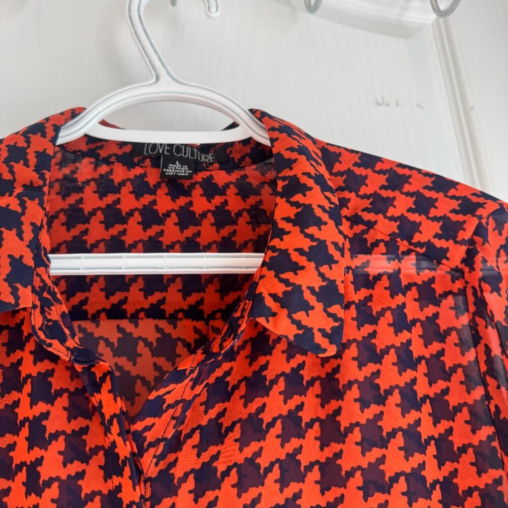 sheer patterned button up top - Picture 2 of 5